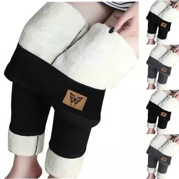 Модные повседневные женские длинные брюки с принтом и высокой талией, сохраняющие тепло L чёрный