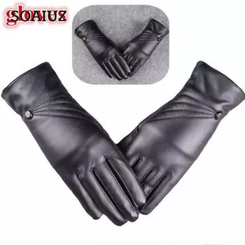 Модные повседневные женские кожаные зимние супер теплые перчатки для девочек, кашемировый подарок