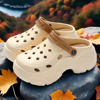 Модные повседневные женские кроссовки EVA Crocs 36 зелёный/чёрный