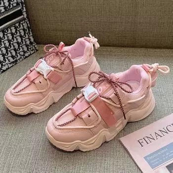 Модные повседневные женские кроссовки, универсальные женские кроссовки для активного отдыха 2024 года, новые кроссовки на платформе, женские массивные туфли 36 белый