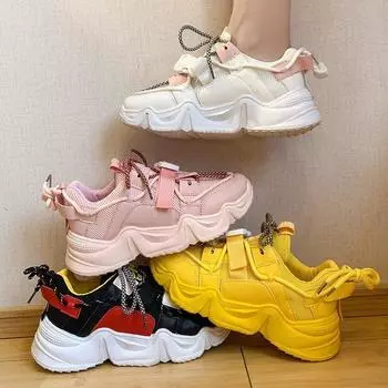 Модные повседневные женские кроссовки, универсальные женские кроссовки для активного отдыха 2024 года, новые кроссовки на платформе, женские массивные туфли 36 белый