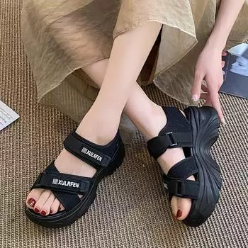 Модные повседневные женские спортивные сандалии 35 чёрный