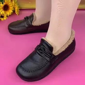 Модные повседневные женские туфли из бархата, теплые, новые, на мягкой подошве, туфли для мам из мягкой кожи, большие размеры, осенне-зимние, на плоской подошве, маленькие кожаные туфли из хлопка 35