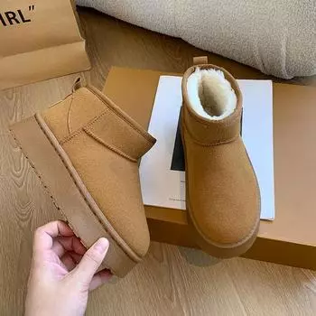 Модные повседневные зимние ботинки на платформе для женщин, зимние теплые хлопковые туфли, женские однотонные новые дизайнерские ботильоны для женщин 35 чёрный