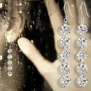 Модные пять длинных висячих сережек-крючков, очаровательные женские ювелирные изделия для невесты, подарок