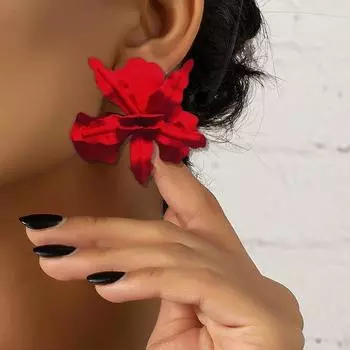 Модные преувеличенные большие серьги-цветы для женщин красный