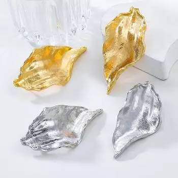 Модные преувеличенные серьги в виде металлических листьев для женщин золотой