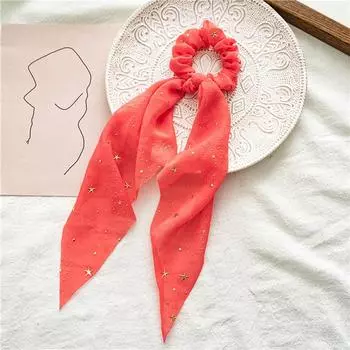Модные принт Банты Скранчи Шифон Эластичные Волосы Женские Резинки Звезда Шелк Резинки для Волос Хвост Дизайн Бант Все-сочетаемые Аксессуары для Волос
