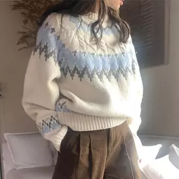 Модные принты, повседневные пуловеры, свитера, женские, осенние, новые, ленивые, стильные, с длинным рукавом, вязаные свитера, женские, элегантные, тонкие, мягкие, теплые, зимние, джемперы, топы 25645 One Size