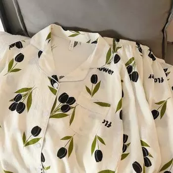 Модные принты женские весенние пижамы из полиэстера с длинным рукавом женские пижамы модные стильные домашние гостиные XXL