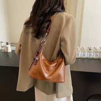 Модные прочные сумки-хобо из искусственной кожи, простые, универсальные, большой вместимости, стильные дорожные сумки через плечо