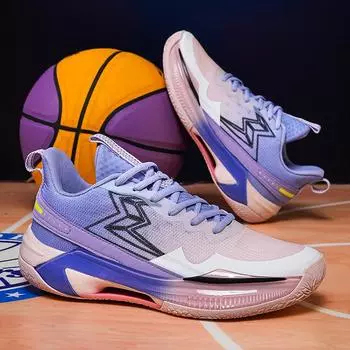Модные профессиональные мужские баскетбольные кроссовки, высококачественные дышащие нескользящие баскетбольные кроссовки для мужчин, модные фиолетовые женские спортивные кроссовки 36