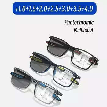 Модные прогрессивные мультифокальные фотохромные очки для пресбиопии, умные очки для чтения с изменением цвета + 1,0 + 1,5 + 2,0 + 2,5 + 3,0 + 3,5 + 4,0 1.0
