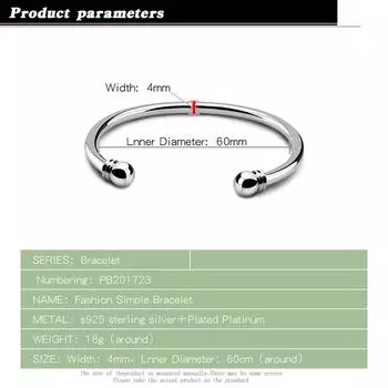 Модные простые браслеты, женские браслеты из 100% стерлингового серебра 925 пробы, мужские и женские браслеты для пар, популярные ювелирные изделия в подарок