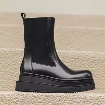 Модные простые деловые мужские ботинки челси, классические высокие ботинки в стиле ретро, модные повседневные кожаные мужские ботинки до середины голени в стиле вестерн, повседневная обувь 38 чёрный