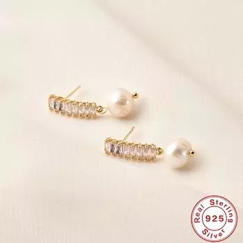 Модные простые и элегантные бусины из стерлингового серебра 925 пробы с бриллиантами, роскошные серьги-гвоздики, серьги-гвоздики, серьги 925 silver золотой