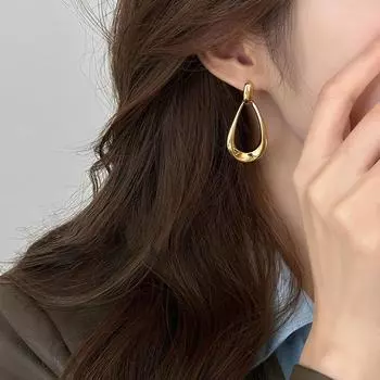 Модные простые и универсальные геометрические серьги-эллипсы для женщин золотой