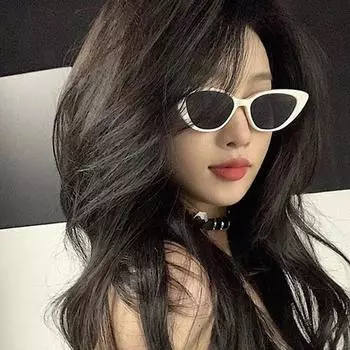 Модные простые индивидуальные солнцезащитные очки в форме кошачьего глаза с треугольной оправой в стиле ретро Solid white lens
