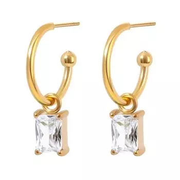 Модные простые изумрудные серьги для женщин, ретро-серьги с квадратным цирконием, французские высококачественные серьги