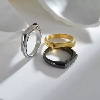 Модные простые кольца из нержавеющей стали с гравировкой на заказ для женщин, прямоугольные кольца, ювелирные изделия, геометрическое кольцо, размер 7-12