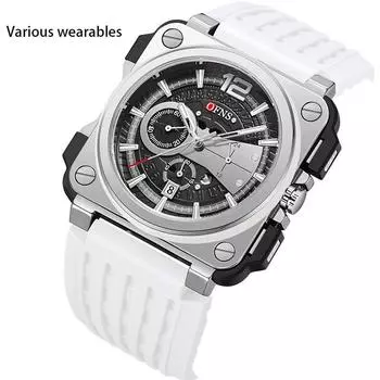 Модные простые квадратные полоски циферблата с календарем для ногтей водонепроницаемые кварцевые часы для мужчин и женщин