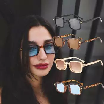 Модные простые квадратные солнцезащитные очки для мужчин и женщин, маленькие прямоугольные очки с оправой, летние солнцезащитные очки для пляжа