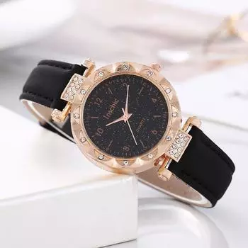 Модные простые модные женские кварцевые часы Star Retro Niche Womens Watch белый