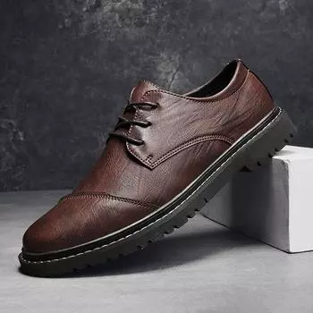 Модные простые мужские кожаные туфли, новые модные мужские туфли, официальная обувь, свадебные туфли, классические мужские туфли-оксфорды, деловая офисная повседневная обувь 39 коричневый