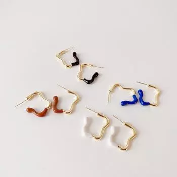 Модные простые нерегулярные металлические серьги-кольца, новые корейские ювелирные изделия Pendientes, оптовая продажа, синий, черный, белый, коричневый цвет красный
