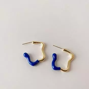 Модные простые нерегулярные металлические серьги-кольца, новые корейские ювелирные изделия Pendientes, оптовая продажа, синий, черный, белый, коричневый цвет красный