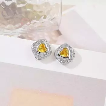 Модные Простые Серьги-гвоздики с Любовью, Легкие Роскошные Серьги-сердечки с Цирконом золотой