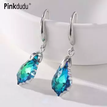 Модные простые серьги с кристаллами и каплями воды, серьги в стиле барокко с кленовым листом для женщин и девочек, PD428 белый