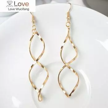Модные простые спиральные серьги-капли для женщин, длинные изогнутые серьги-капли, серьги-подвески для свадебной вечеринки, оптовая продажа ювелирных изделий
