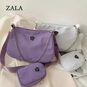 Модные простые сумки на ремне для женщин, сумка-бродяга под мышками, водонепроницаемый нейлоновый клатч, комплект 26*16*9cm белый