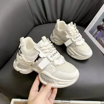 Модные простые толстые белые туфли для женщин 2024 года, новые модные повседневные однотонные женские кроссовки для бега на осень 35 покинуть белый