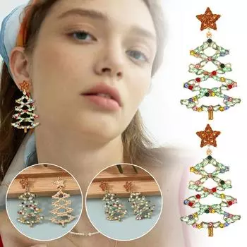 Модные простые высококачественные серьги в виде рождественской елки, легкие рождественские универсальные стильные персонализированные Ea M9K1 A-One size