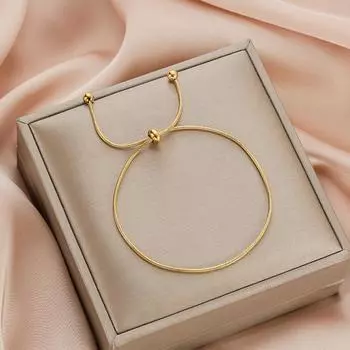 Модные простые золотые браслеты со змеиной цепочкой из нержавеющей стали для женщин, регулируемый женский повседневный браслет, ювелирные изделия