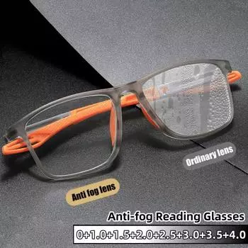 Модные противотуманные очки для чтения, ультралегкие спортивные унисекс-очки с блокировкой синего света, очки для пресбиопии, очки без запотевания от 0 до +4,0 0