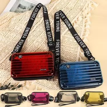 Модные прозрачные сумки через плечо, женская сумка в форме чемодана, сумка на плечо, чемодан, клатч, дорожная косметичка синий