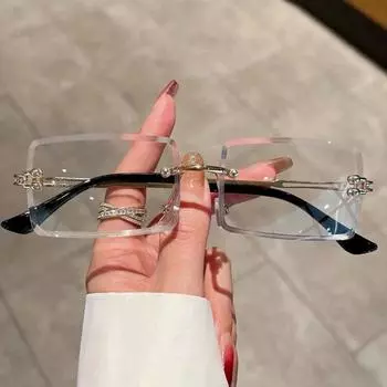 Модные прямоугольные металлические безоправные женские очки градиентные очки для мужчин повседневные аксессуары для очков