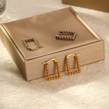 Модные прямоугольные серьги из нержавеющей стали с припоем, женские трендовые геометрические серьги премиум-класса с чувствительным покрытием 18 карат