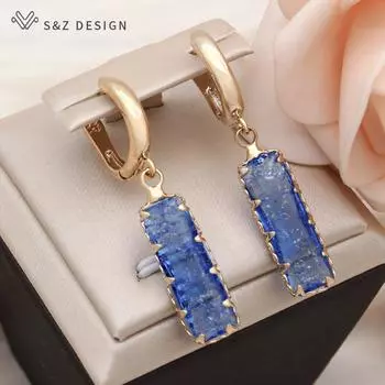 Модные прямоугольные серьги-капли с кристаллами и трещинами для женщин, свадебные серьги цвета розового золота, ювелирные изделия в подарок