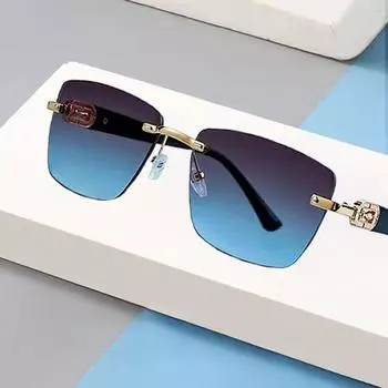 Модные прямоугольные солнцезащитные очки без оправы для женщин и мужчин, солнцезащитные очки с небольшой оправой и обрезанным краем для повседневной жизни