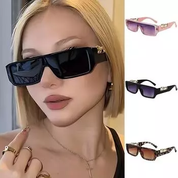 Модные прямоугольные солнцезащитные очки для женщин и мужчин, градиентные линзы, оправа из поликарбоната, леопардовый узор, солнцезащитные очки, обертка UV400, женские солнцезащитные очки
