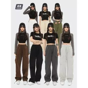 Модные прямые рабочие брюки для женщин, изготовленные из чистого хлопка и универсальные, с модным и свободным дизайном и широкими брюками M