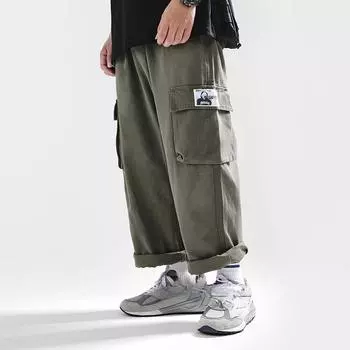 Модные японские свободные комбинезоны больших размеров для мужчин, весна и осень, прямые, молодежные, универсальные, стираные, с девятью точками XXXXXL чёрный