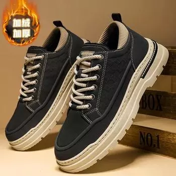 Модные рабочие ботинки, сохраняющие тепло, мужские зимние ботинки, модные универсальные мужские байкерские ботинки, нескользящие, легкие, в британском стиле, новое поступление 39 чёрный