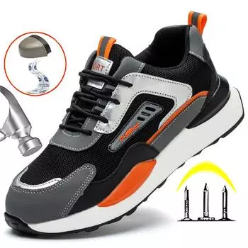 Модные рабочие кроссовки, мужские защитные туфли с защитой от проколов, противоскользящая защитная обувь, рабочие ботинки, обувь со стальным носком, защитная обувь 36 чёрный