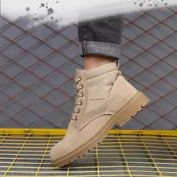 Модные рабочие промышленные защитные легкие мужские ботинки зимние теплые мужские ботинки высокого качества дешевые нескользящие в рекламе ретро новые 38