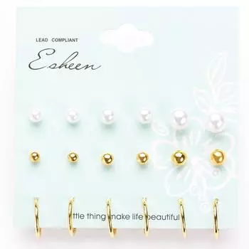 Модные размерные шариковые серьги, индивидуальные U-образные серьги, 9 пар пластин, набор украшений для ушей